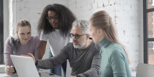 a team going through their management system