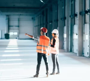 facilities management workers inside a warehouse